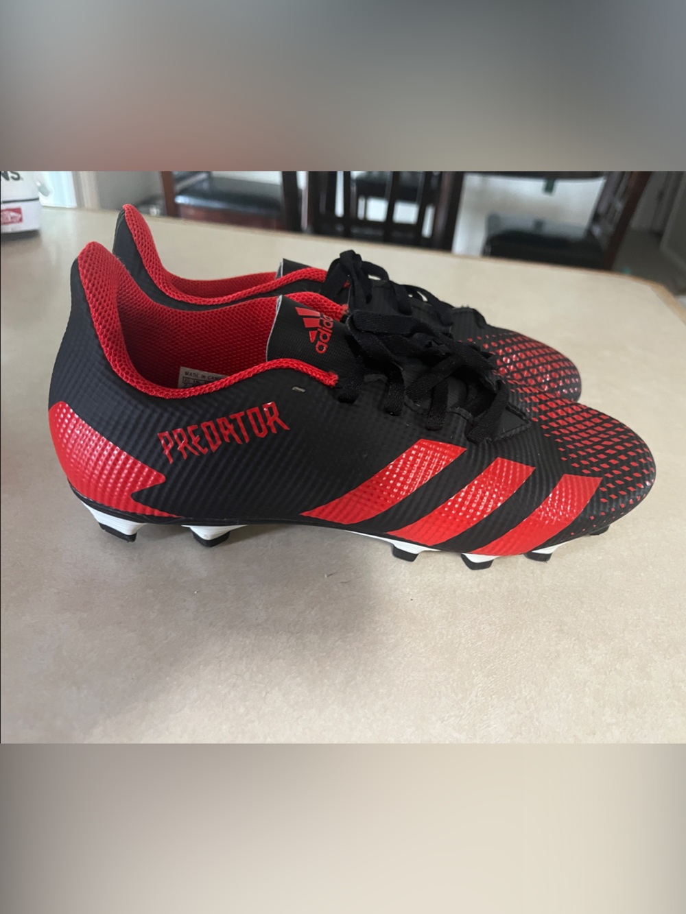 adidas Predator Men's Black and Red Firm-Ground Soccer Cleats